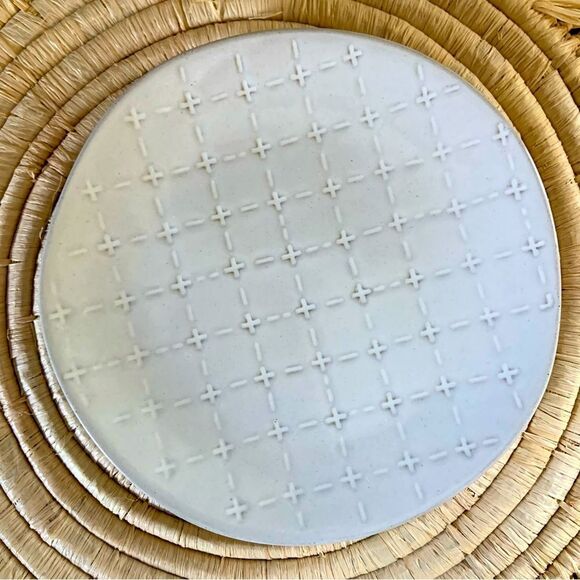 HEARTH & HAND With Magnolia 4pc Textured Appetizer Stoneware Plates Sour Cream - Picture 2 of 14